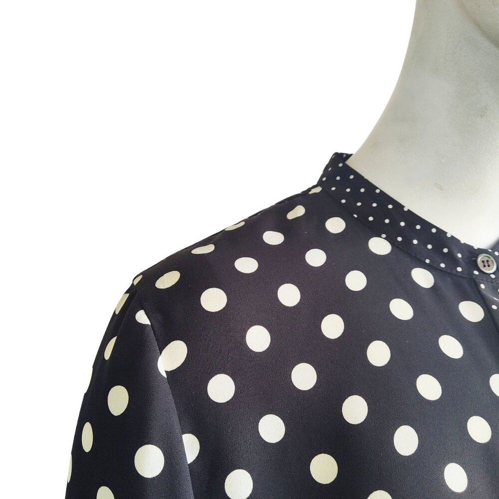 PAUL SMITH PS Polka Dot Contrast Wrist Tie Ruffle Sleeve Button Front Blouse 38 - Picture 5 of 8